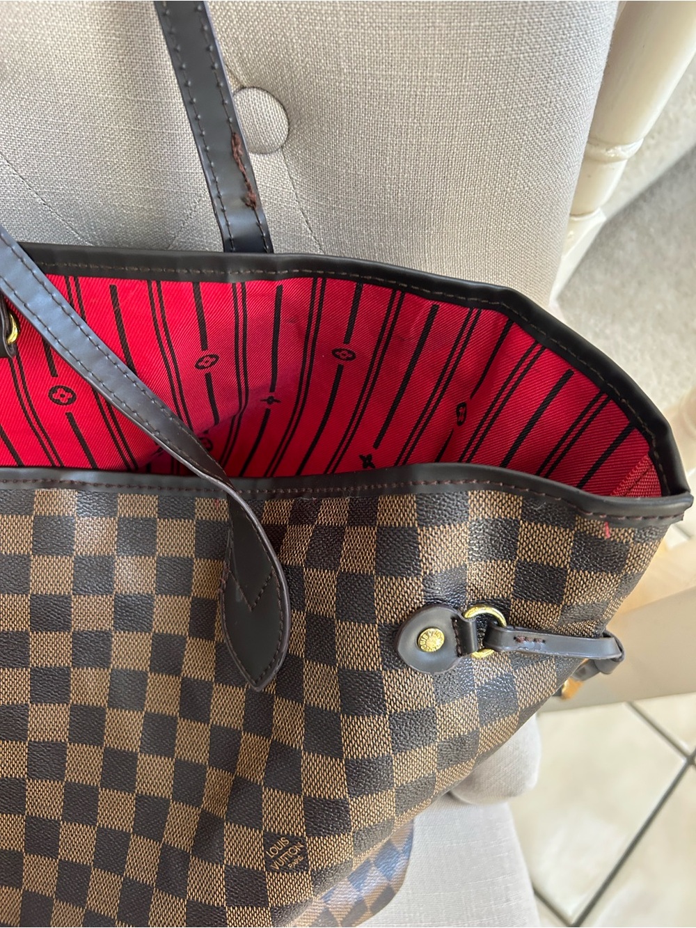 Brown Checkered Tote Bag - Picture 13 of 15